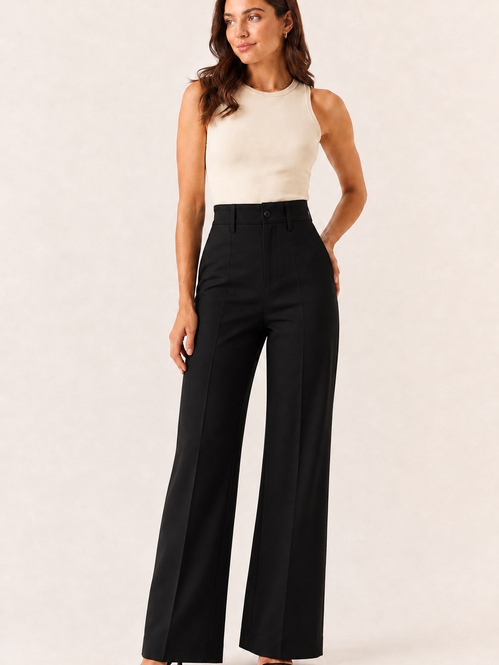 WHBM Black extra high-rise wide leg trouser Pants 6